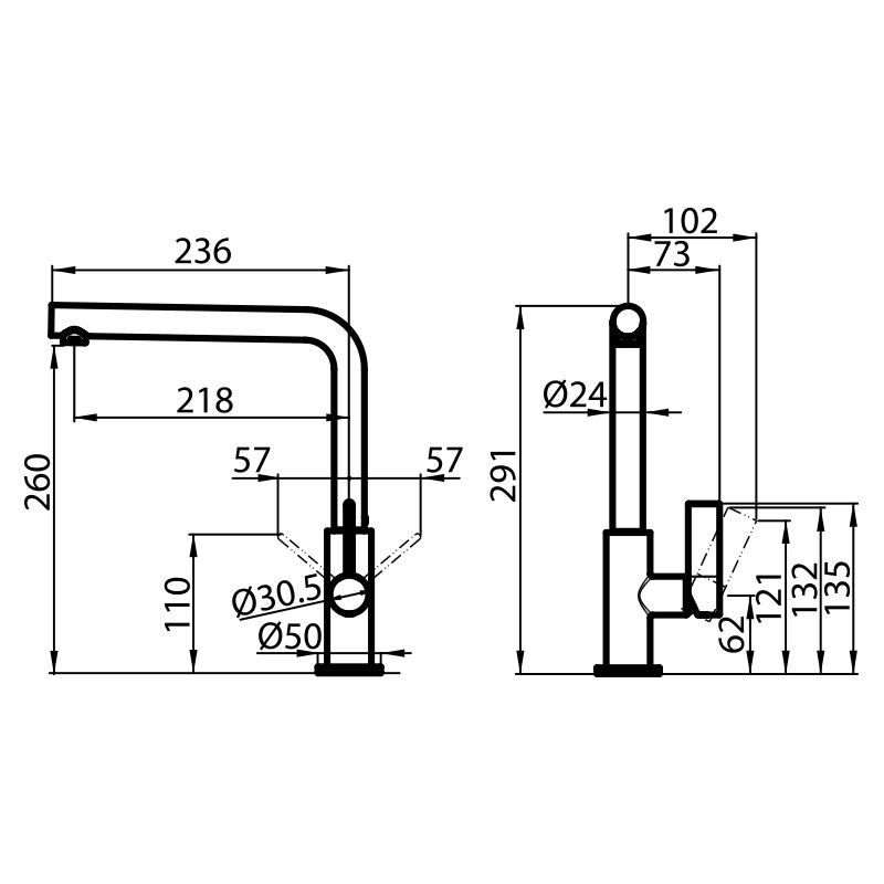 Mixer Tap Omega Satin