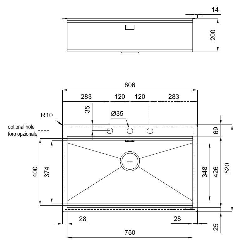 Sink Milanello Gun Metal workstation