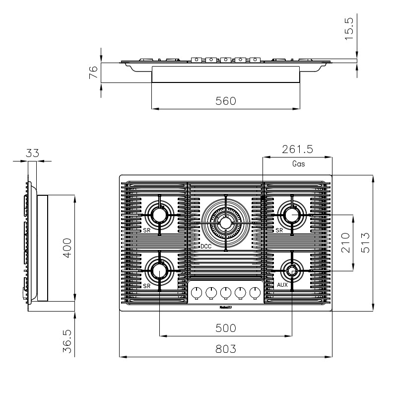 Cooker hob Milanello 5F