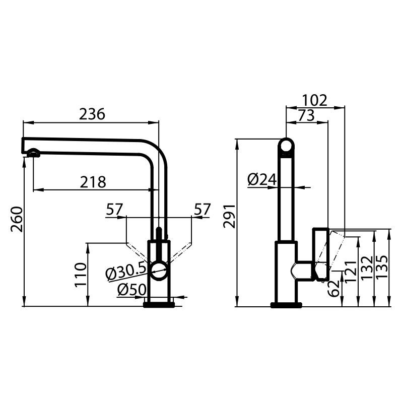 Mixer Tap Omega Plus Gun Metal