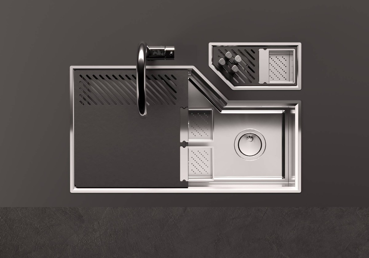 Diade equipped troughs Gun Metal Fumè